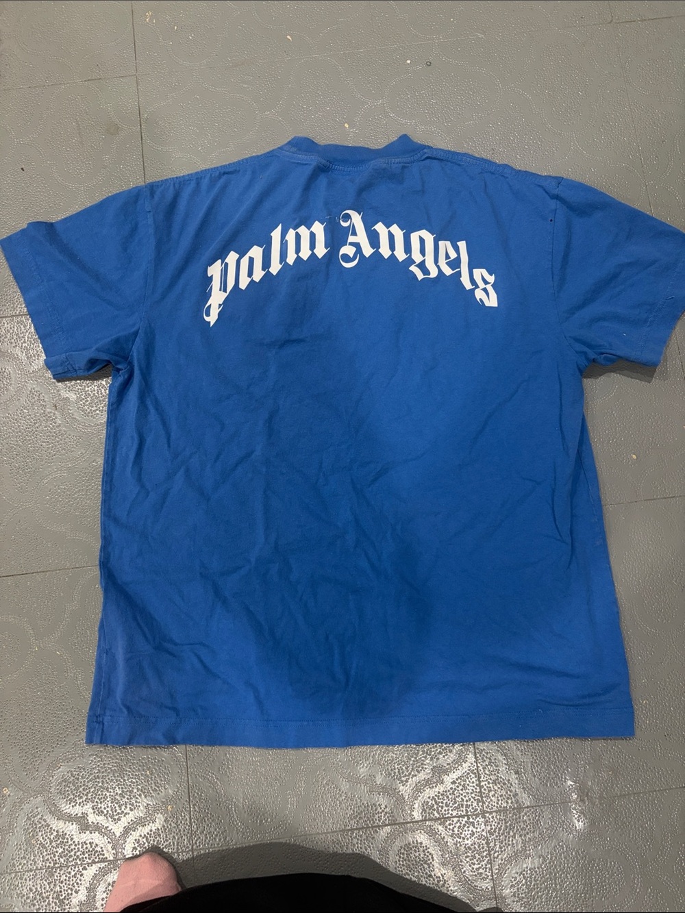Palm Angels Blue Short-Sleeve Logo Tee with White Script